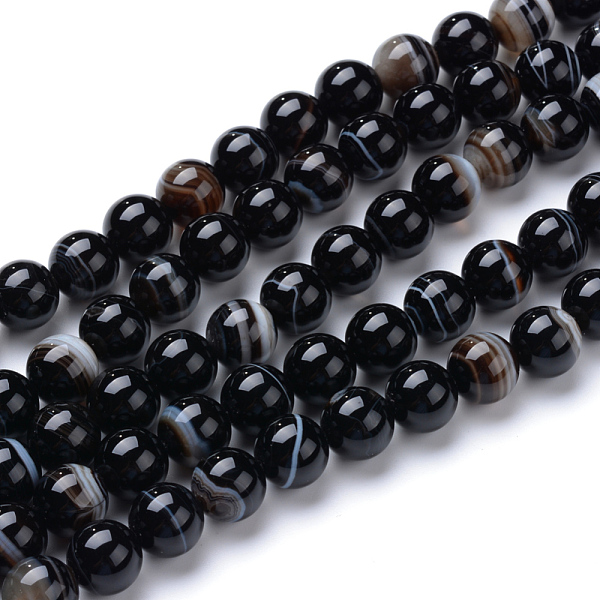 

PandaHall Natural Black Agate Bead Strands, Dyed, Round, Black, 6mm, Hole: 1mm, about 70pcs/strand, 15.7 inch Black Agate Round Black