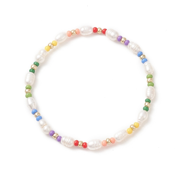 

PandaHall Colorful Seed & Natural Pearl Beaded Stretch Bracelet for Women, Colorful, Inner Diameter: 2-3/8 inch(5.9cm) Pearl