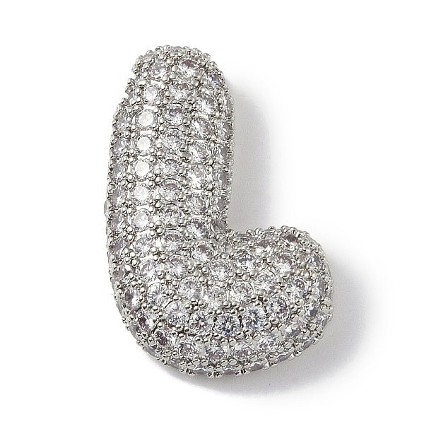 

PandaHall Rack Plating Brass Micro Pave Clear Cubic Zirconia Pendants, Long-Lasting Plated, Platium, Letter L, 29.5x18.5x6.5mm, Hole..., Silver