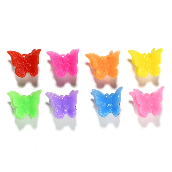 

PandaHall Kids Hair Accessories, Plastic Claw Hair Clips, Butterfly, Mixed Color, 18x18mm, about 100pcs/bag Plastic Multicolor