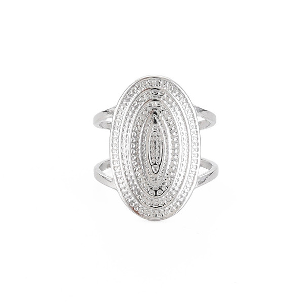 

PandaHall 304 Stainless Steel Oval Wide Open Cuff Ring for Women, Stainless Steel Color, US Size 8(18.1mm) 304 Stainless Steel