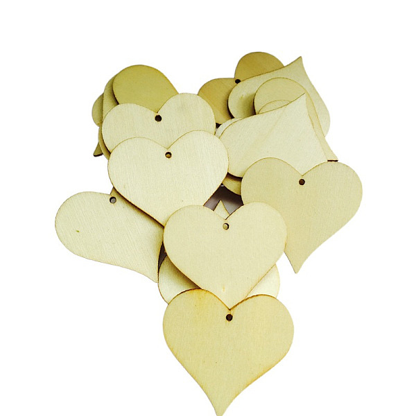 PandaHall Unfinished Wood Heart Shape Discs Slices Pendants, Wood Pieces for DIY Embellishment Crafts, PapayaWhip, 2cm, 100pcs/bag Wood...