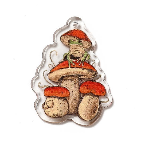 

PandaHall Printed Transparent Acrylic Pendants, Mushroom Charm, Mushroom Pattern, 37x27x2mm, Hole: 2mm Acrylic Mushroom