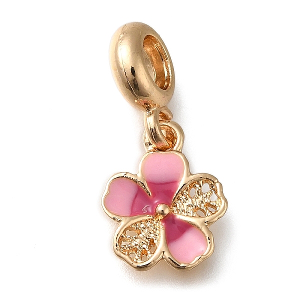 

PandaHall Rack Plating Alloy Pink Enamel European Dangle Charms, Flower Large Hole Pendants, Golden, 24.5mm, Hole: 4.5mm, Flower...