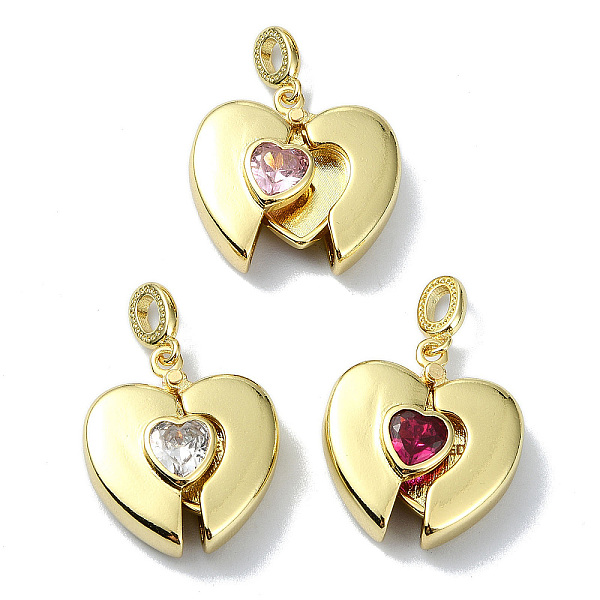

PandaHall Rack Plating Real 18K Gold Plated Brass Pendants, with Cubic Zirconia, Long-Lasting Plated, Lead Free & Cadmium Free, Heart, Mixed..., Multicolor