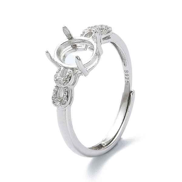 

PandaHall Adjustable 925 Sterling Silver Ring Components, with Cubic Zirconia, For Half Drilled Beads, Real Platinum Plated, 1.5~3mm, Inner...