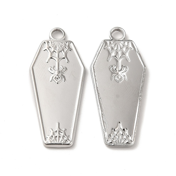 

PandaHall Halloween 304 Stainless Steel Pendants, Coffin with Spider Charm, Stainless Steel Color, 32x14x2mm, Hole: 2.5mm 304 Stainless...