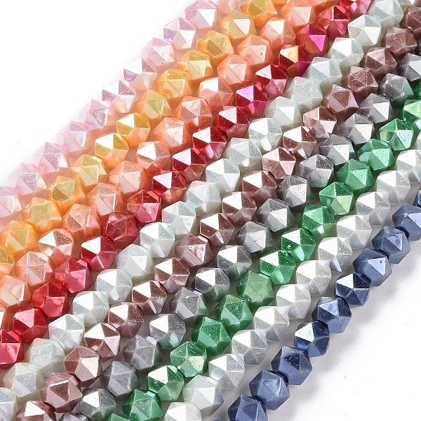 

PandaHall Glass Pearl Beads Strands, Faceted, Polygon, Mixed Color, 7.5x7.5mm, Hole: 1mm, about 49pcs/strand, 14.09 inch(35.8cm) Glass..., Multicolor