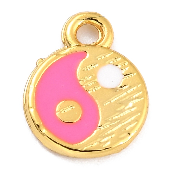 

PandaHall Golden Alloy Enamel Pendants, Long-Lasting Plated, Flat Round with Tai Ji, Fuchsia, 11x8.5x1mm, Hole: 1.3mm Alloy+Enamel Flat..., Pink