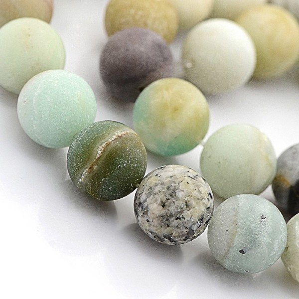 

PandaHall Natural Frosted Flower Amazonite Round Beads, 4mm, Hole: 1mm, 96pcs/strand, 15.5 inch Flower Amazonite Round