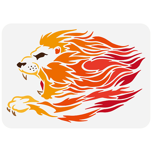 

PandaHall FINGERINSPIRE Lion Head Stencil Template 8.3x11.7 inch DIY Lion Stencil Template Plastic Lion Fire Head Pattern Painting Stencil...