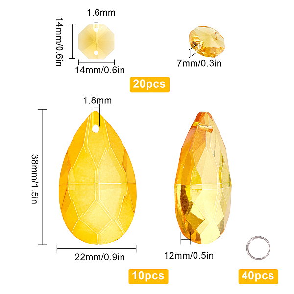

PandaHall Gorgecraft DIY Shining Faceted Pendant Making Kits, Including Octagon Glass Rhinestone Links, Octagon Glass Pendants, Iron Split..., Gold