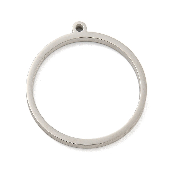 

PandaHall 304 Stainless Steel Laser Cut Pendants, Ring Charm, Stainless Steel Color, 32.5x30x3mm, Hole: 2mm 304 Stainless Steel Ring