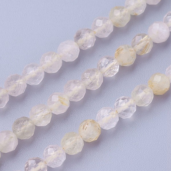 

PandaHall Natural Gold Rutilated Quartz Beads Strands, Faceted, Round, Lemon Chiffon, 4~4.5mm, Hole: 0.6mm, about 90~100pcs/strand..., Yellow