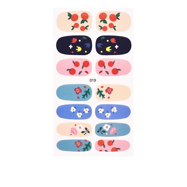 

PandaHall Full Cover Strawberry Flower Nail Stickers, Self Adhesive, for Women Girls Manicure Nail Art Decoration, Flower Pattern, 25x9~16mm...