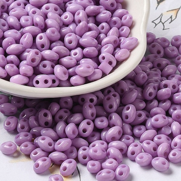 

PandaHall Opaque Acrylic Beads, Double Hole, Oval, Plum, 6x4.5x3.3mm, Hole: 1.2mm, about 14516pcs/500g Acrylic Oval Purple