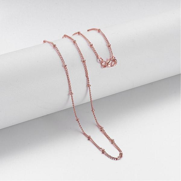 

PandaHall Brass Chain Necklaces, Curb Chain, with Lobster Clasps, Rose Gold, 16.8 inch Brass