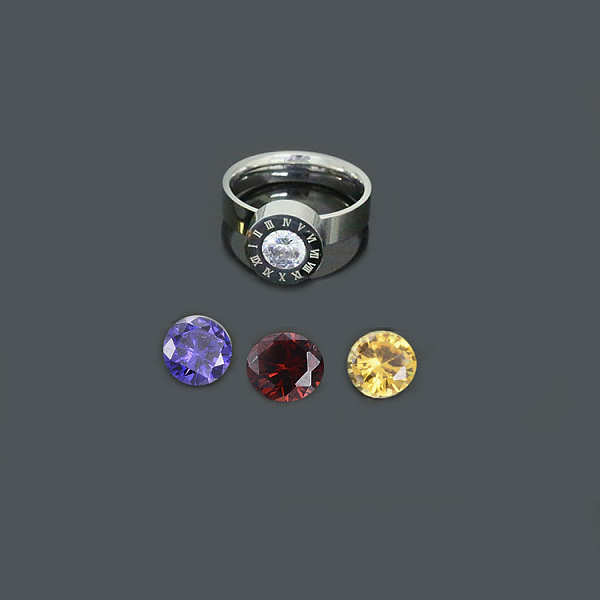 

PandaHall 304 Stainless Steel Finger Rings, with 4-Color Rhinestones, Stainless Steel Color, Size 7, 17mm Stainless Steel+Rhinestone
