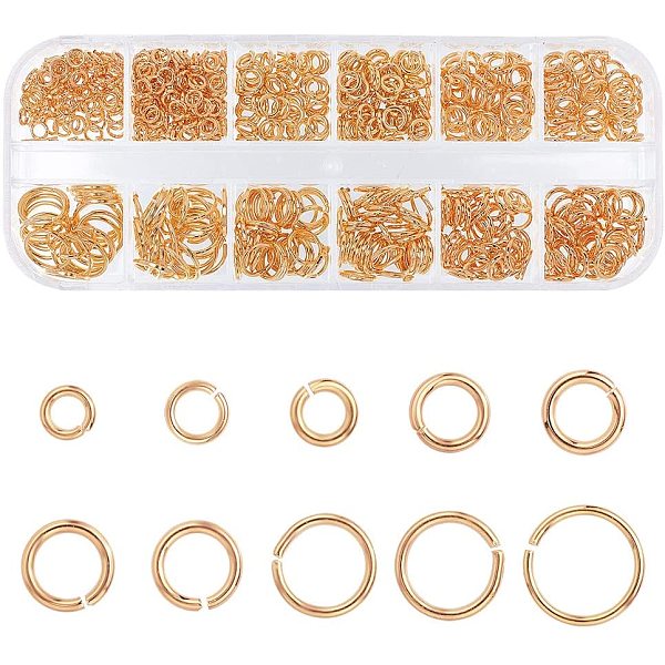 

PandaHall 1 Box 6 Size Brass Jump Rings,Jump Ring Mixed, Close but Unsoldered, Golden(4mm/5mm/6mm/7mm/8mm/10mm Brass