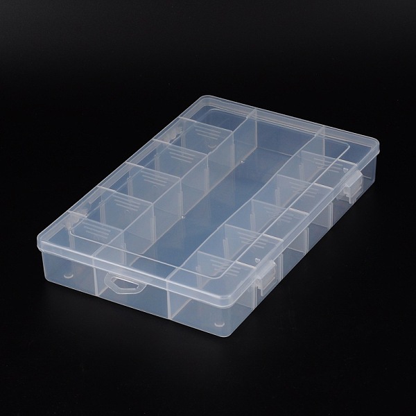 

PandaHall Plastic Bead Containers, 13 Compartments, Dividers are moveable, Clear, 27x17.9x4.3cm Plastic Rectangle Clear