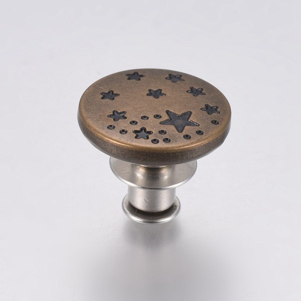 

PandaHall Alloy Button Pins for Jeans, Flat Round with Star, Antique Bronze, 17x14mm Alloy Flat Round