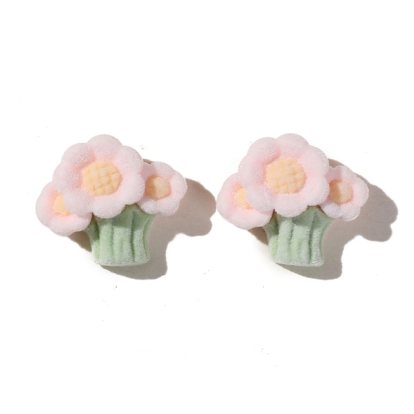 

PandaHall Flower Flocking Resin Cabochons, Pink, 23x20mm Resin Flower Pink