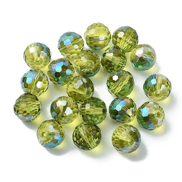 

PandaHall AB Color Plated Glass Beads, Faceted Round, Olive Drab, 10x9mm, Hole: 1.5mm Glass Round