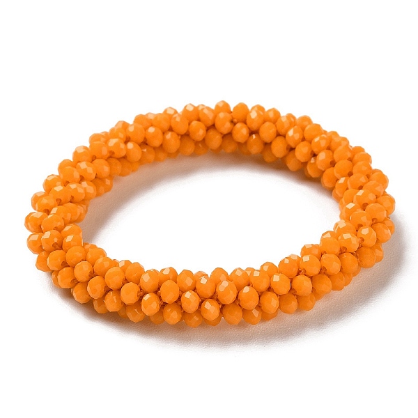 

PandaHall Crochet Glass Beads Braided Stretch Bracelet, Nepel Boho Style Bracelet, Orange, Inner Diameter: 1-7/8 inch(4.9cm) Glass Orange