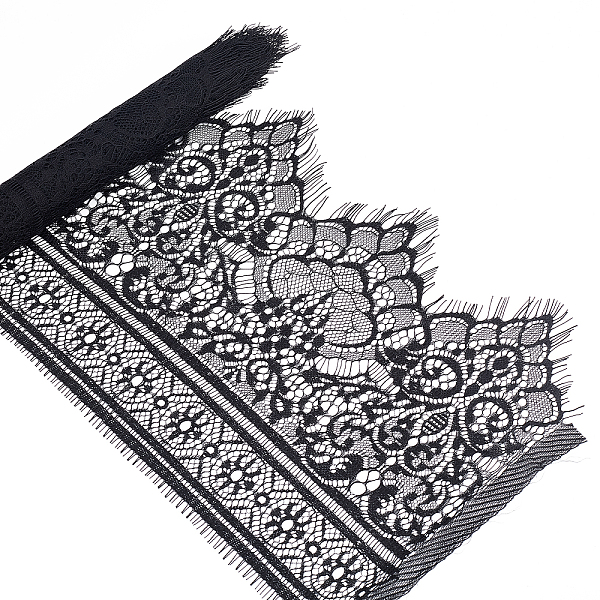 

PandaHall arricraft 3.3 Yards Black Lace Trim, 9.8 Inches Floral Eyelash Lace Ribbon with Single Wave Edge Lace Ribbon Edge Trim for Sewing...