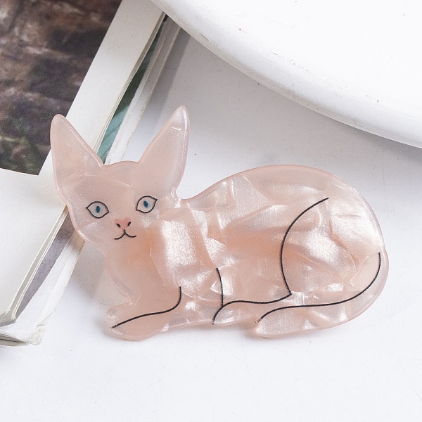 

PandaHall PVC Hair Clips, with Metal Finding, Dark Salmon, 51x27mm PVC Cat Shape