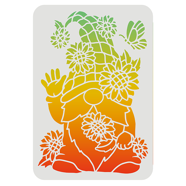 PandaHall FINGERINSPIRE Sunflower Gnomes Stencils 29.7x21cm Seasonal Gnomes Stencils Sunflower Sunshine Patterns Template Seasonal Holiday...
