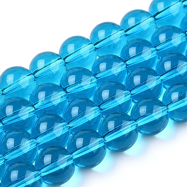 

PandaHall Transparent Glass Beads Strands, Round, Deep Sky Blue, 9.5~10mm, Hole: 1.5mm, about 40~42pcs/strand, 14.76~15.12 inch(37.5~38.4cm)...