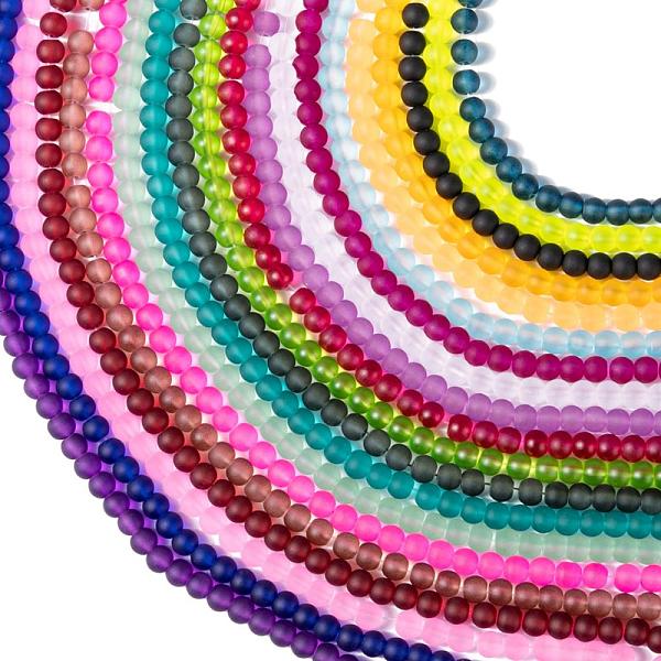 

PandaHall 20 Colors Transparent Glass Beads Strands, for Beading Jewelry Making, Frosted, Round, Mixed Color, 6mm, Hole: 1.3~1.6mm, about..., Multicolor
