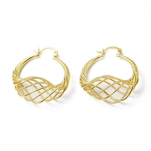 

PandaHall Rack Plating Brass Wire Wrap Mesh Hoo Earrings, Lead Free & Cadmium Free, Real 18K Gold Plated, 35~36x33~34x14~16mm, Pin: 1x0.6mm...