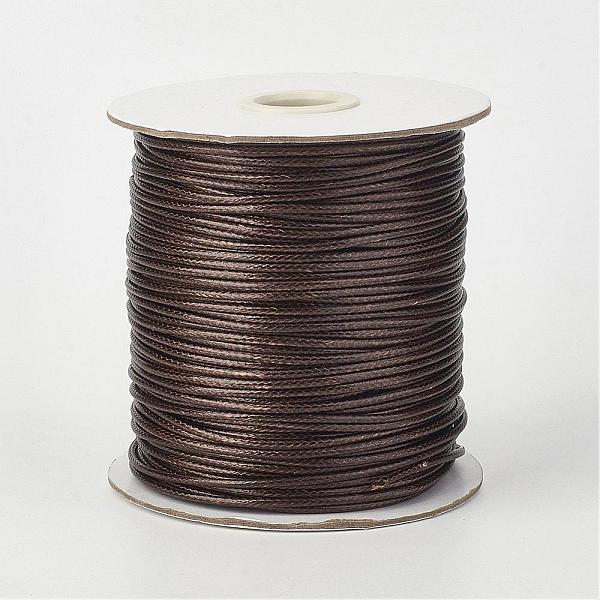PandaHall Eco-Friendly Korean Waxed Polyester Cord, Coffee, 2mm, about 90yards/roll(80m/roll) Waxed Polyester Cord Round Brown
