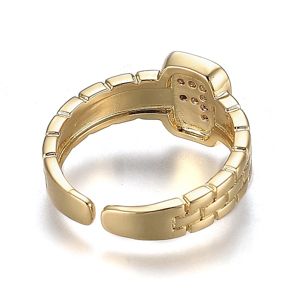 

PandaHall Brass Micro Pave Clear Cubic Zirconia Cuff Rings, Open Rings, Cadmium Free & Lead Free, Rectangle, Golden, Letter.F, US Size 6 1/4...