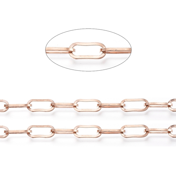 

PandaHall Ion Plating(IP) 304 Stainless Steel Paperclip Chains, Unwelded, with Spool, Flat Oval, Rose Gold, 13.5x6x1.5mm, about 32.8 Feet...