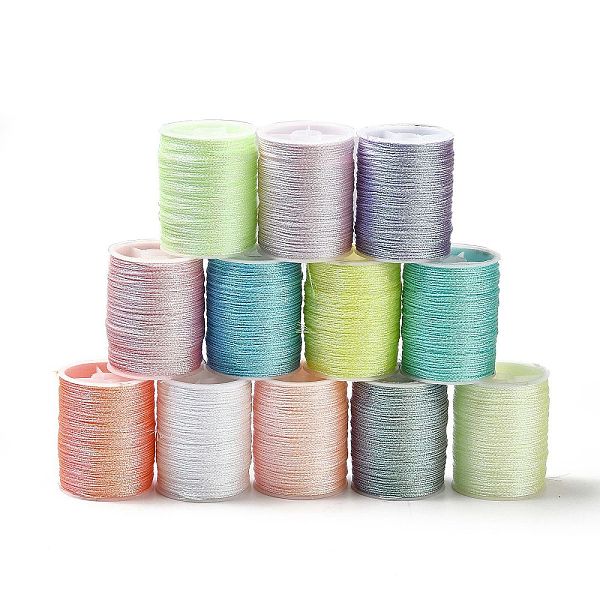 

PandaHall 12 Rolls 12 Colors 6-Ply PET Polyester Cord, Luminous Thread, for Jewelry Making, Mixed Color, 0.5mm, about 18~20m/roll, 1..., Multicolor