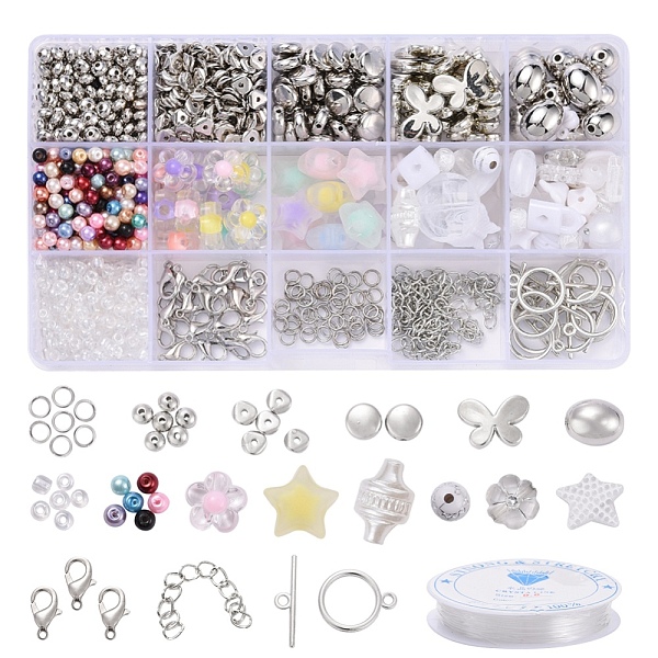 

PandaHall DIY Jewelry Set Making Kits, Including Glass Pearl & Seed Beads, CCB & ABS Plastic Beads, Acrylic Beads, Alloy Clasps, Iron End..., Multicolor