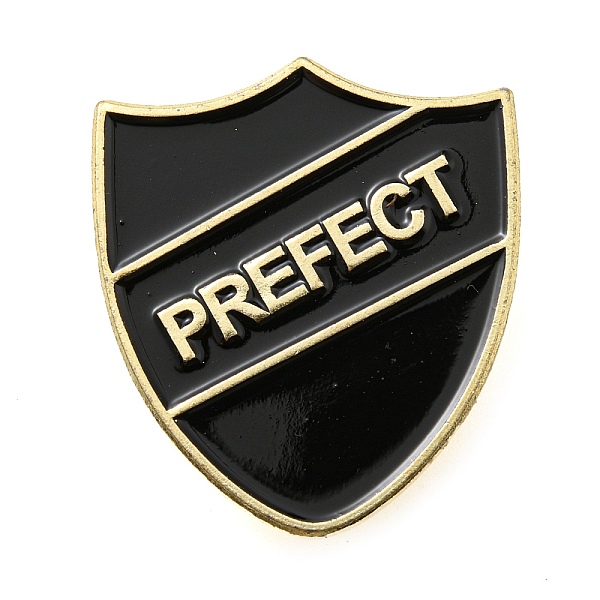 

PandaHall Prefect Shield Badge, Enamel Pin, Light Gold Alloy Brooch for Backpack Clothes, Black, 30.5x27x1.5mm Alloy+Enamel Others Black