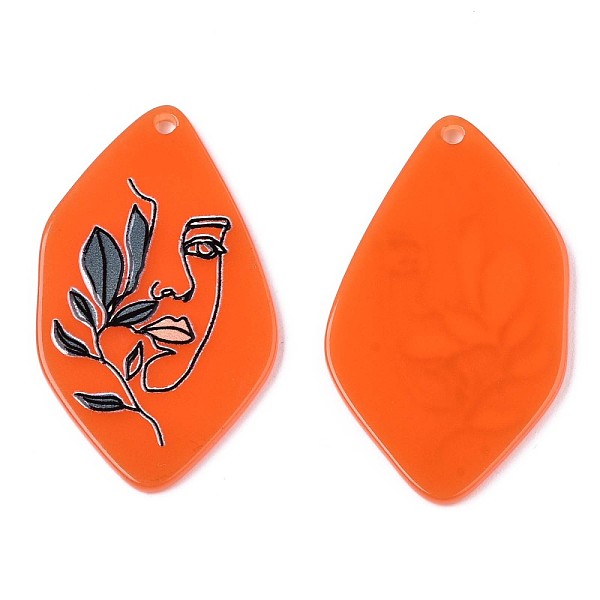 

PandaHall Autumn Theme Translucent Cellulose Acetate(Resin) Pendants, 3D Printed, Leaf with Woman, Orange Red, 45.5x27.5x2mm, Hole: 1.5mm...