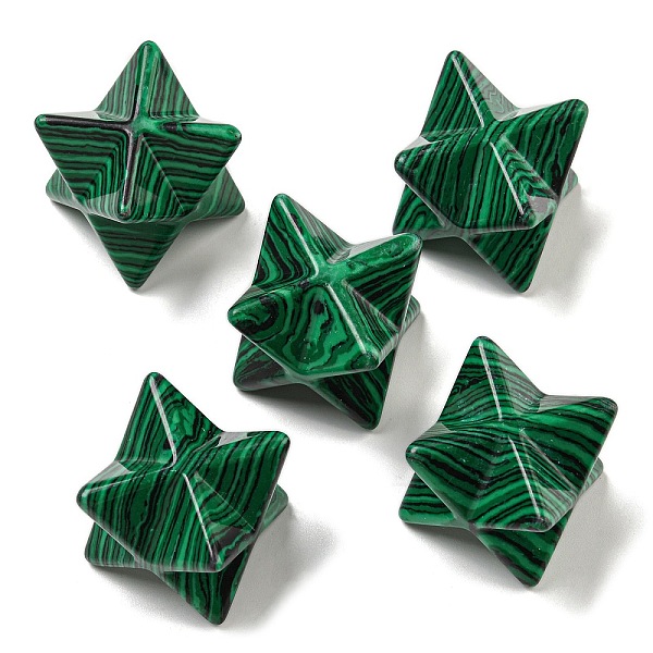 

PandaHall Synthetic Malachite Beads, No Hole/Undrilled, Merkaba Star, 25x25x25mm Malachite Star