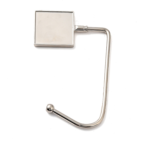 

PandaHall Zinc Alloy Bag Hangers, Purse Hooks, with Thick Right Angled Hook, Square, Platinum, 9.9~11.3x6.8x0.4~0.7cm, Tray: 3.3x3.3cm Alloy...