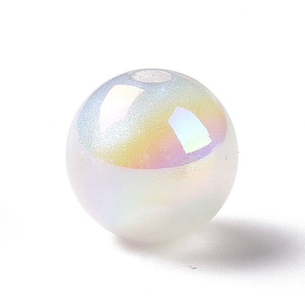 

PandaHall UV Plating Rainbow Iridescent Acrylic Beads, with Glitter Powder, Round, White, 11.5mm, Hole: 2.5mm Acrylic Round White