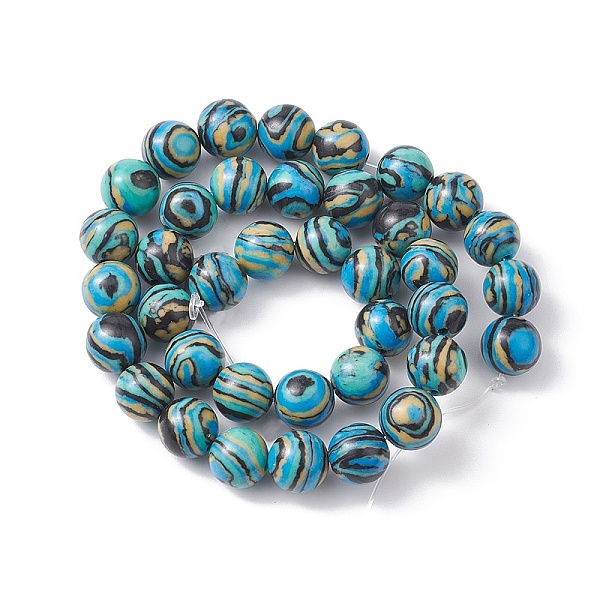 

PandaHall Synthetic Malachite Beads Strands, Dyed, Round, Sky Blue, 10mm, Hole: 1mm, about 38pcs/strand, 14.96''(38cm) Malachite Round