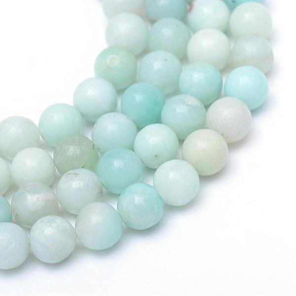 

PandaHall Round Natural Grade A Amazonite Bead Strands, 8~9mm, Hole: 1mm, about 46pcs/strand, 15.3 inch Amazonite Round