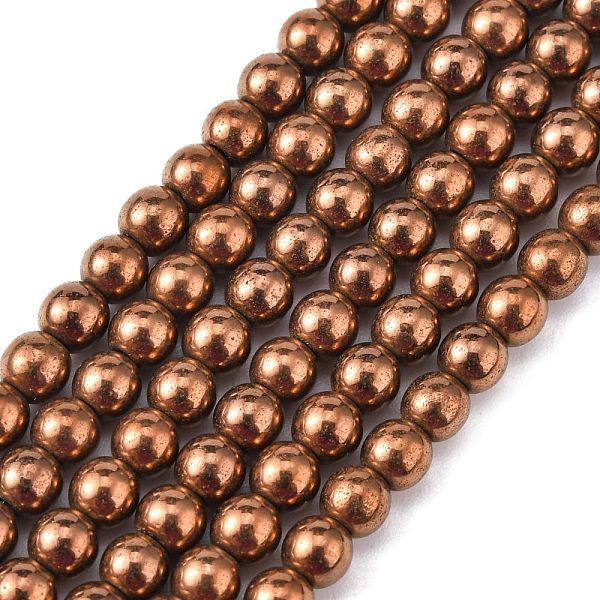 

PandaHall Non-magnetic Synthetic Hematite Beads Strands, Grade A, Round, Copper Plated, 4mm, Hole: 1mm, about 95~100pcs/strand, 15.5 inch..., Gold
