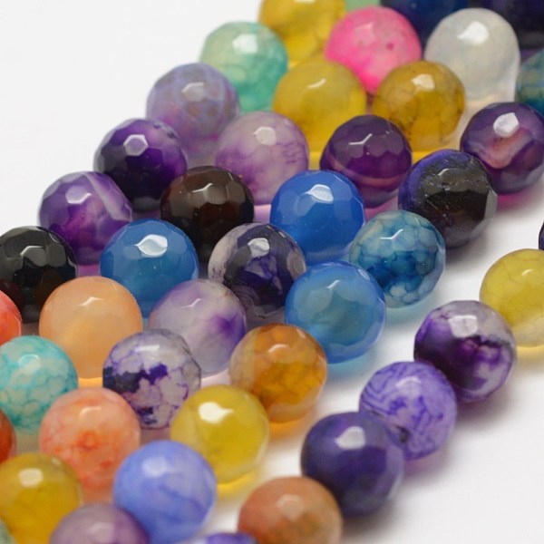 

PandaHall Faceted Natural Agate Beads Strands, Round, Dyed & Heated, Colorful, 8mm, Hole: 1mm, about 47pcs/strand, 14 inch(35.6cm) Crackle...