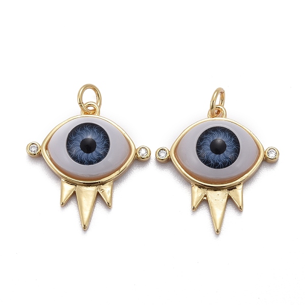 

PandaHall Brass Micro Pave Clear Cubic Zirconia Pendants, with Acrylic and Jump Ring, Long-Lasting Plated, Eye, Real 18K Gold Plated, Dark...