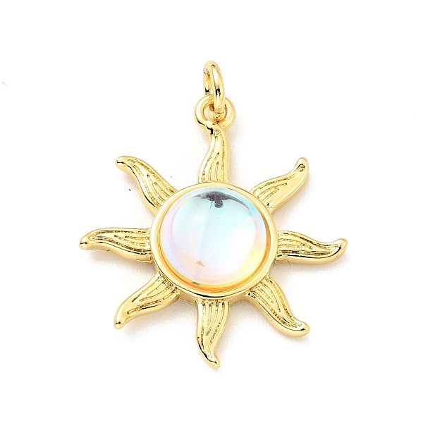 

PandaHall Glass Pendants, with Brass Findings and Jump Ring, Cadmium Free & Lead Free, Sun, Real 18K Gold Plated, 22.5x20x5.5mm Brass+Glass...